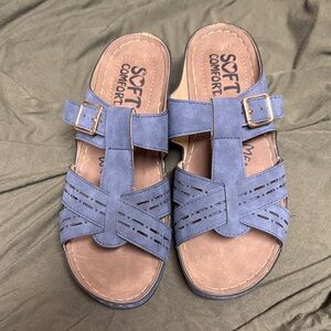 Women's Blue Buckle Sandals